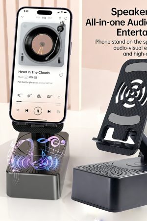 Mobile phone stand with wireless Bluetooth speaker