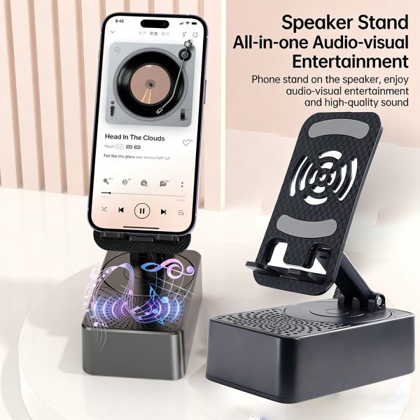 Mobile phone stand with wireless Bluetooth speaker