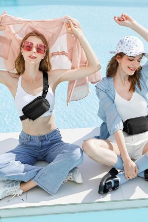 Multi Pockets Crossbody Bag with Keychain Pink